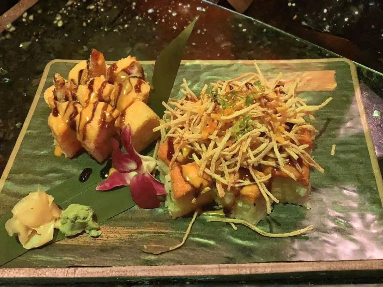 Specialty sushi appetizer platter with garnish at Yamato Asian Bistro Inc, a Asian Fusion Restaurant in Spencer