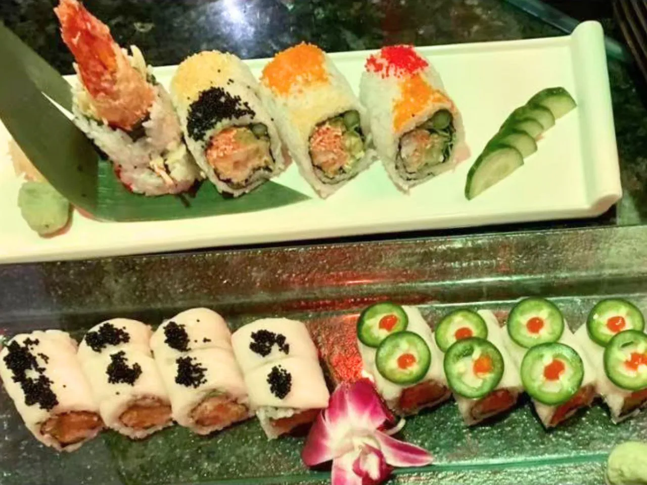 Assorted specialty sushi rolls at Yamato Asian Bistro Inc, a Asian Fusion Restaurant in Spencer